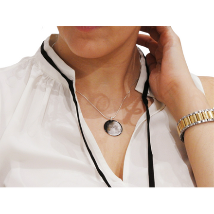 Dark Gray Moon Sterling Silver Necklace - Royal Numen