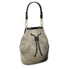 Gray Full Moon Leather Bucket Bag