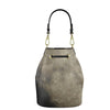 Gray Full Moon Leather Bucket Bag