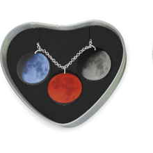  Trilogy Blue, Red, Gray Moon Necklace