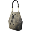 Gray Full Moon Leather Bucket Bag